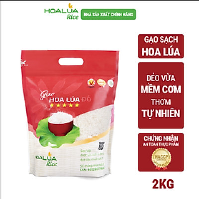Gạo Hoa Lúa Đỏ - Túi 2Kg - Dẻo vừa, mềm cơm, thơm nhẹ