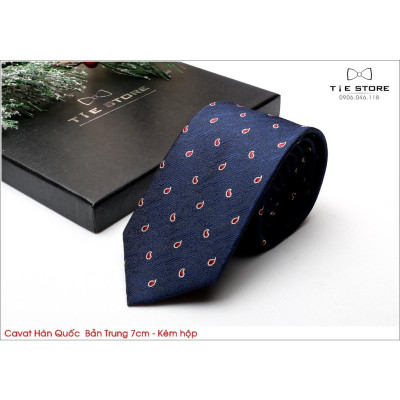 Cà Vạt Nam Bản Trung 7Cm họa tiết đơn giản - Cavat Hàn Quốc Cao Cấp Full box