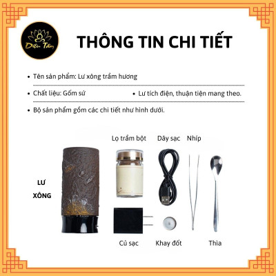 Lư điện lư xông trầm điện gốm lư đốt trầm hương trầm nụ làm quà tặng, đồ thờ cúng phong thủy shop Diệu Tâm- lư tích điện nâu
