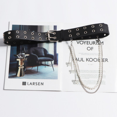 Dây xích đeo quần mix cánh bướm tua rua và ngọc trai