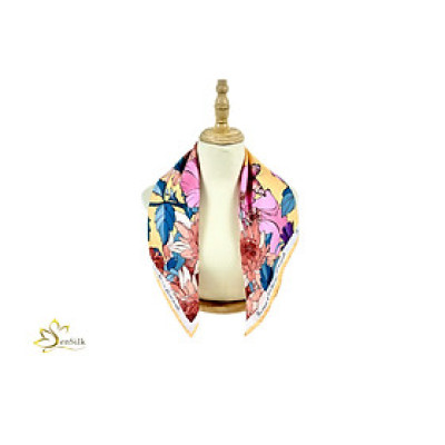 Khăn Lụa Quà Tặng in KTS SenSilk KLVI04 - Best Selling Vietnam Silk - Phụ Kiện Lụa Cao Cấp 65x65cm