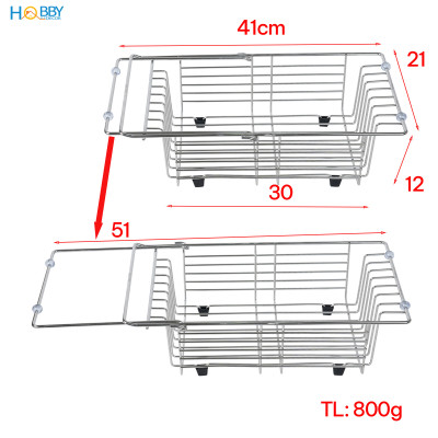 Khay đựng đồ chén đĩa gác trong chậu inox 304 Hobby home decor KDC7