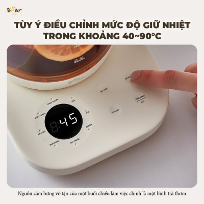 Bình Pha Trà BEAR 1,5L Ấm Thủy Tinh Đun Nước Giữ Nhiệt Hẹn Giờ Có Lưới Lọc Bảo Hành 18 Tháng - SB-PT15K 1000W
