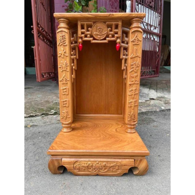 bàn thờ ông địa gỗ gõ , bàn thờ cao cấp Bàn thờ thần tài ông địa gỗ Gõ Đỏ 48 x 81cm