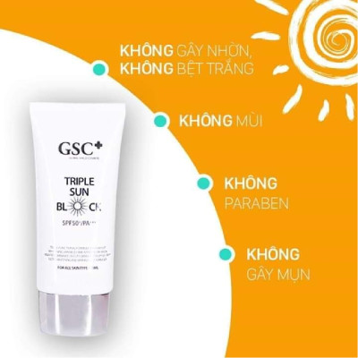Kem chống nắng vật lý GSC TRIPLE SUN BLOCK SPF 50+/PA+++ chính hãng 50g