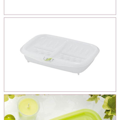 Khay nhựa đựng xà bông tắm, xà phòng rửa tay,..vv  Leaf Inomata chia 2 ngăn - Nội địa Nhật Bản