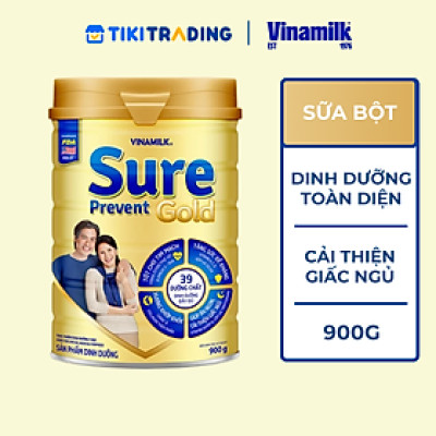 Sữa bột cho người lớn tuổi Vinamilk Sure Prevent 900g (Hộp thiếc) - bổ sung dinh dưỡng và tăng cường sức khỏe