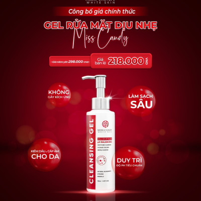 [MISS CANDY] Gel Rửa Mặt Dịu Nhẹ AHA Làm Sạch Sâu CLEANSING GEL MISS CANDY 120ml,Làm Sạch Bụi Bẩn,Giảm Nhờn,Ngừa Mụn & Cân Bằng Độ PH Cho Da - Gia Tuệ House
