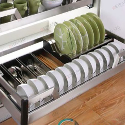 Giá đựng xoong nồi bát đĩa (Kệ bát đĩa Inox 304 thương hiệu Gerari hộp lắp thùng/cánh)