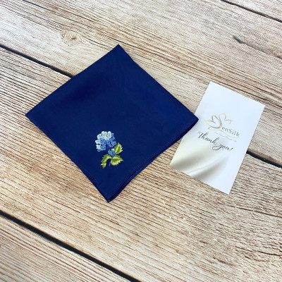 Khăn Tay Thêu Hoa Cẩm Tú Cầu Handicraft Embroidery 100% Silk
