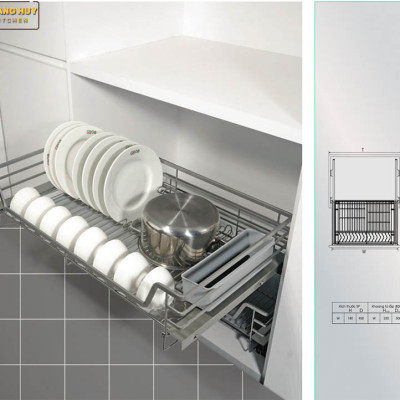 Giá bát đĩa tủ dưới inox sơn Nano bảo hành 10 năm không han gỉ thương hiệu Grob