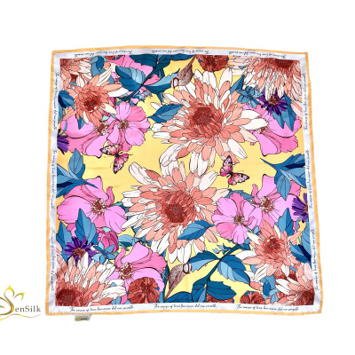 Khăn Lụa Quà Tặng in KTS SenSilk KLVI04 - Best Selling Vietnam Silk - Phụ Kiện Lụa Cao Cấp 65x65cm
