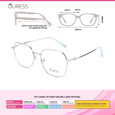 Gọng kính cận 8012 chất liệu memory titan thời trang mắt kính OURESS nam nữ siêu nhẹ siêu bền