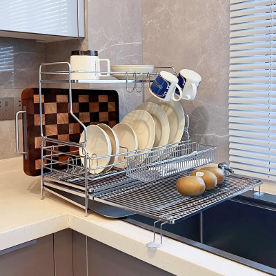 Kệ chén 2 tầng đa năng co giãn inox 304 cao cấp Hobby home decor KC5