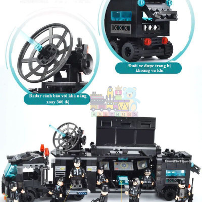 Đồ chơi lắp ráp SWAT 8 trong 3 – Biến hình xe quân sự, robot, trực thăng – 820 chi tiết – 51 mô hình sáng tạo – Quà cho bé trai 6+
