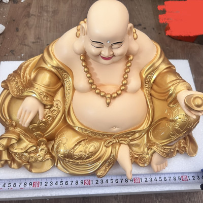 Tượng Phật Di Lặc cao 25cm Cầm ngân lượng