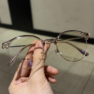 Kính Mắt tròn nửa viền Hàn Quốc gọng kim loại