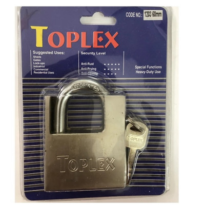 Ổ khóa TOPLEX 1203-40mm an toàn, chống cắt, chống chìa giả, chất liệu hợp kim thép, lõi hợp kim đồng.