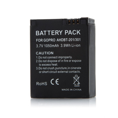 Pin Dành Cho Máy Ảnh GOPRO HERO 2,3 1050mAh 3.7V 3.9Wh AHDBT-201/301 - Hàng Nhập Khẩu