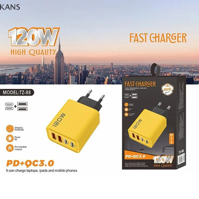 Củ sạc cốc sạc đầu sạc nhanh Kans Type C 120W Sạc nhanh 3.0 màu vàng siêu đẹp - miếng lót chuột