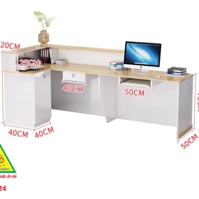 QUẦY LỄ TÂN, QUẦY TIẾP TÂN, QUẦY TÍNH TIỀN, QUẦY THU NGÂN QTT424 ( BÀN KHÔNG ĐÈN)- Nội thất lắp ráp Viễn Đông Adv