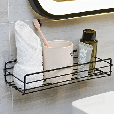 Kệ Góc Nhà Tắm Hình Chữ Nhật - Có Sơn Tĩnh Điện, Kệ Dán Tường Nhà Tắm, Nhà Bếp Siêu Dính - Tặng Kèm Tấm Dán - Màu Đen