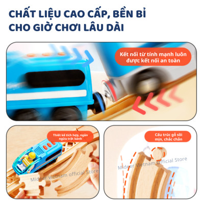 Mô hình lắp ráp đường ray tàu hỏa kèm âm thanh Mideer Mideer Train Track Building Blocks