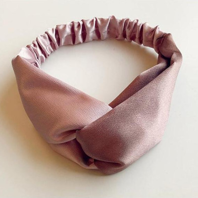 Băng đô turban nữ TB01B bản to phối màu nâu nhạt hồng nhạt