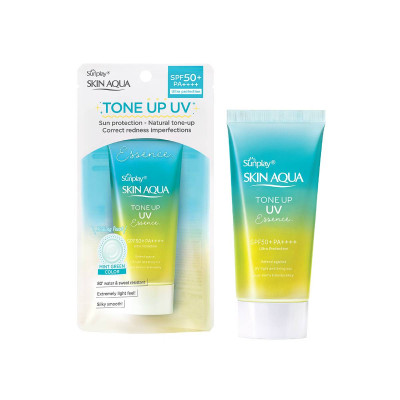 Kem chống nắng nâng tông Skin Aqua Tone up Mint Green cho da trắng có khuyết điểm đỏ, dạng tinh chất Sunplay Skin Aqua Tone Up UV Essence Mint Green SPF 50+ PA++++ 50g