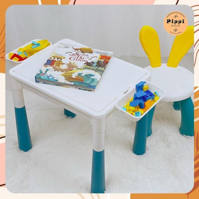 Bộ Bàn Ghế ghép hình Đa Năng 102 Chi Tiết Cho Bé Lắp Ghép Dễ Dàng