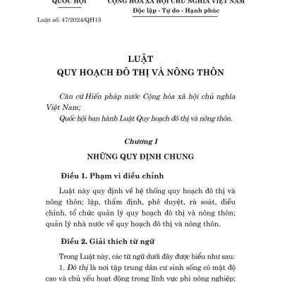 Luật quy hoạch đô thị và nông thôn năm 2024