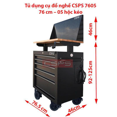 Tủ dụng cụ đồ nghề CSPS 76 cm – 05 hộc kéo kèm vách lưới tay nắm đen