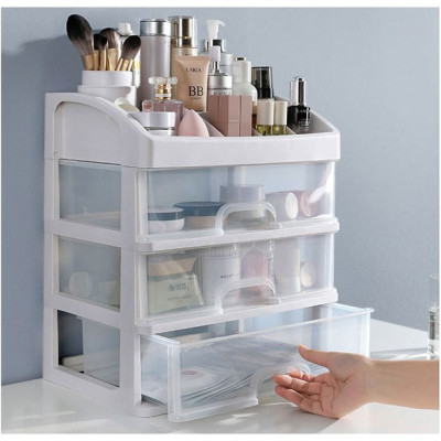 Kệ đựng mỹ phẩm, đồ trang điểm nhựa 4 tầng trong suốt kích thước 27x24x16 cm