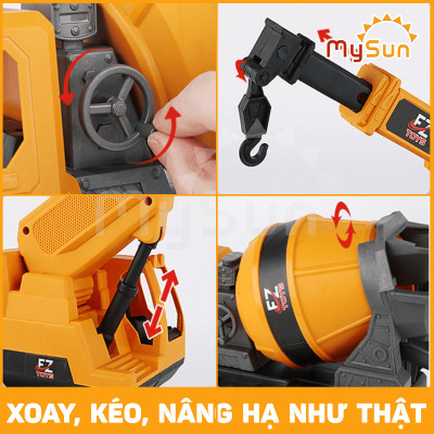 Xe ben chở cát, ô tô máy múc đất, cần cẩu công trình, xe trộn bê tông cỡ lớn đồ chơi trẻ em