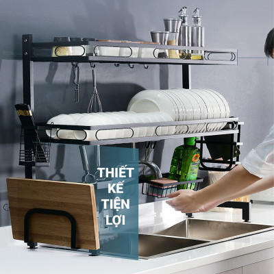 Kệ Để Bát Thông Minh, Giá Kệ Để Chén Bát Đũa Đa Năng Chọn Size (65/85/95/125cm – 1 tầng/2 tầng) – Thép Carbon Không Gỉ - Sơn Tĩnh Điện Cao Cấp Siêu Bền – Chống Bám Bụi Chính Hãng
