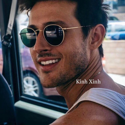 Kính râm Nam Nữ Mắt Tròn Nhỏ Tròng Thủy Tinh Chống Nắng UV 400 Phong Cách Cổ Điển + Tặng Kèm Phụ Kiện Cao Cấp