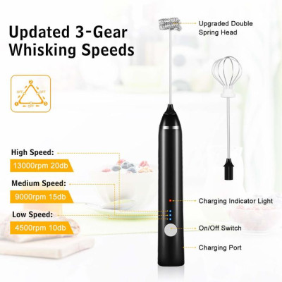 Máy tạo bọt cafe, sữa, đánh trứng mini cầm tay MFB1501D kích thước nhỏ gọn, tiện dụng - Hàng Nhập Khẩu