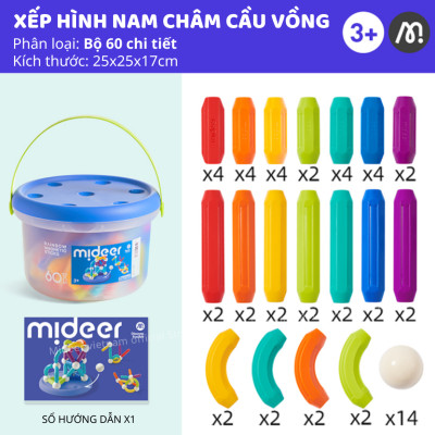 Xếp hình nam châm, lắp ghép cho bé Mideer Rainbow Magnetic Building Stick