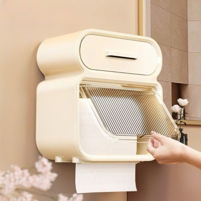Hộp Đựng Khăn Giấy Cuộn Chống Thấm Nước Treo Tường Ngăn Kéo - Thiết Kế Không Đục Lỗ, Tiện Lợi, An Toàn - HÀNG CHÍNH HÃNG MINIIN