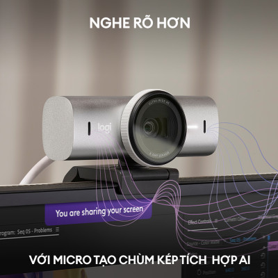 Webcam Logitech MX BRIO 4K ULTRA HD Đen/Xám - Hàng Chính Hãng