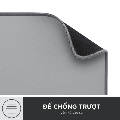 Bàn di chuột cỡ lớn Logitech Desk Mat - Đế cao su chống trượt, lướt dễ dàng, bề mặt chống đổ tràn, bền bỉ, nhỏ gọn - Hàng chính hãng