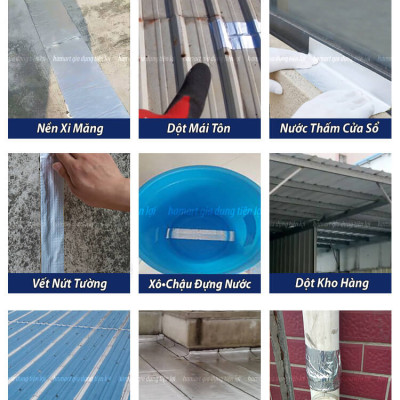 Băng Keo Chống Thấm Nước Butyl Dán Mái Tôn Chống Dột Vá Đường Ống Tường Sửa Chữa Nhà Cửa Siêu Dính