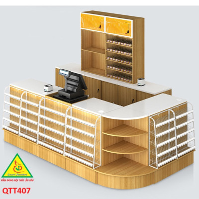 Bàn tính tiền siêu thị , Bàn thu ngân thiết kế tiện lợi QTT407 - Nội thất lắp ráp Viễn Đông Adv