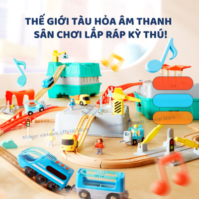 Mô hình lắp ráp đường ray tàu hỏa kèm âm thanh Mideer Mideer Train Track Building Blocks