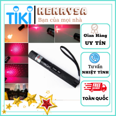 Đèn pin chiếu tia laser 303 - Bút thuyết trình (Kèm hộp+pin+sạc) - Hàng chính hãng