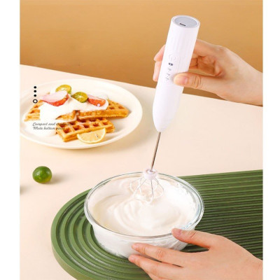 Máy Đánh Trứng, Đánh Sữa Và Tạo Bọt Cafe Cầm Tay Di Động 3 Tốc Độ Sử Dụng Pin Sạc Cao Cấp - Giao màu ngẫu nhiên