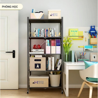 Kệ đa năng gấp gọn 3/4 tầng bằng Thép Carbon không gỉ, Kệ lò vi sóng có bánh xe, kệ sách trang trí