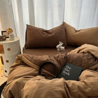 Bộ vỏ chăn ga gối cotton tici LIDACO notag - Full nâu