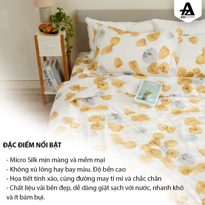 Bộ Ga Giường 4 Món Yellow Fruit Mềm Mại 100% Mirco Silk Cao Cấp A2Z Home