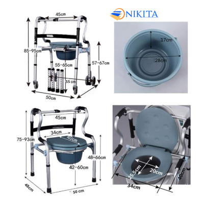 Khung tập đi cho người già có bô vệ sinh đi kèm, chắc chắn, an toàn, gấp gọn khi không sử dụng, chính hãng Nikita
